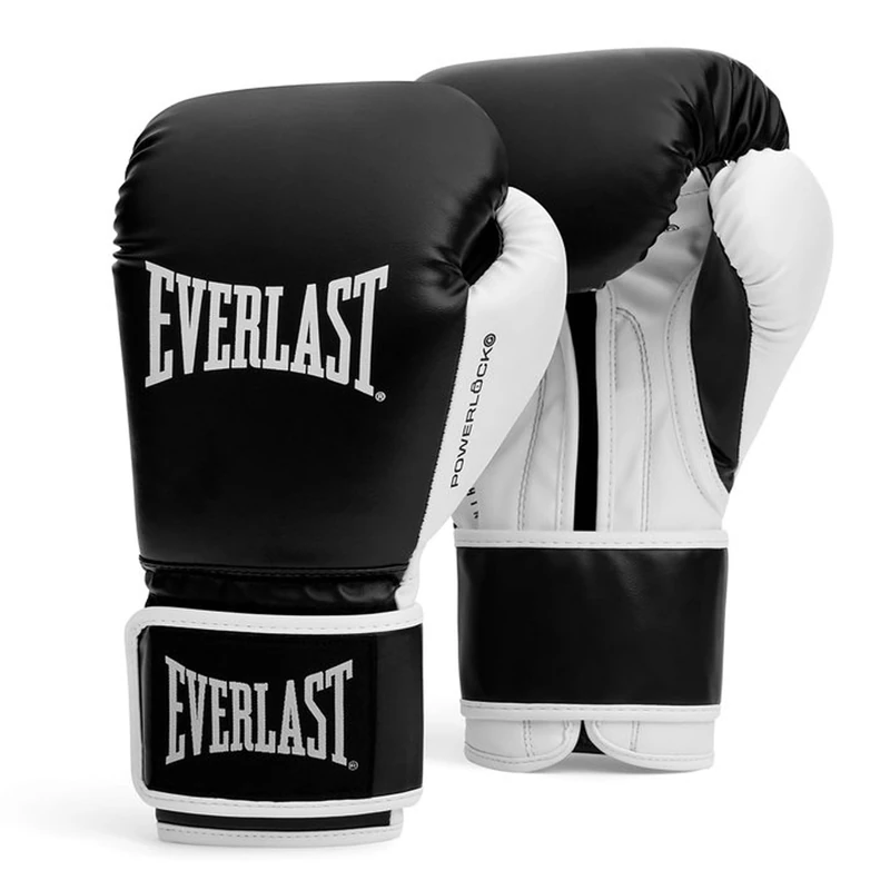 Everlast Powerlock OG 14oz Boxing Gloves, Black/White Boxing Gloves for Bags, Mitt Work & Sparring, Hook & Loop System, Advanced Foam Technology, Ergonomic Grip - Authentic Everlast Gear