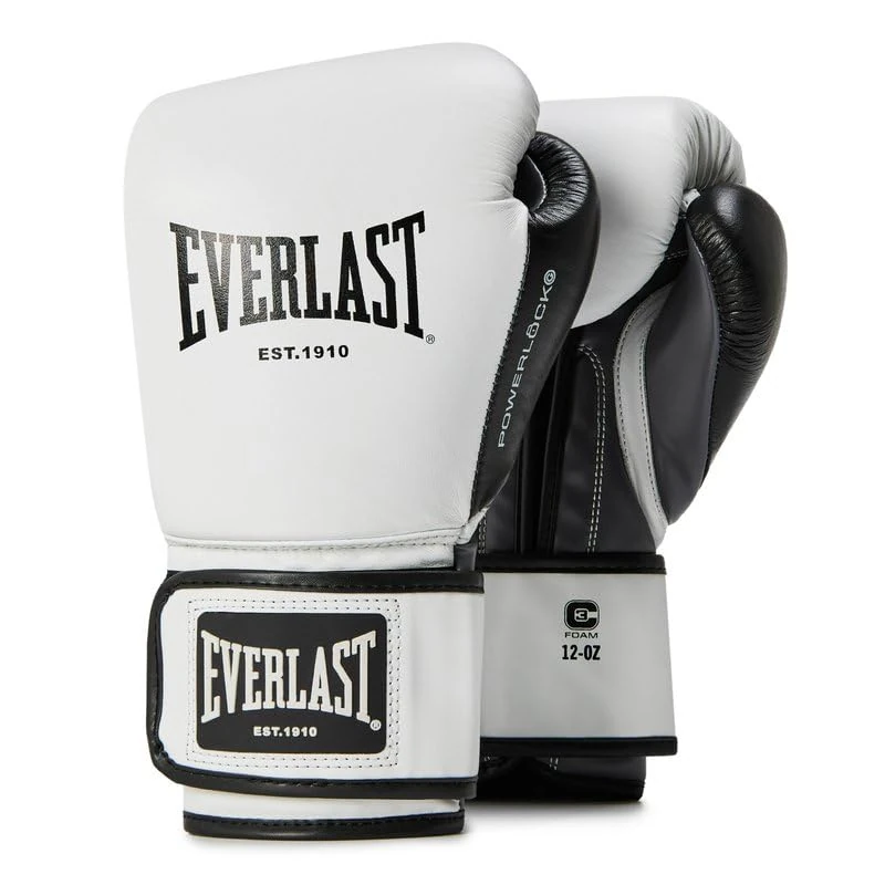 Everlast Powerlock OG Advanced 14oz Boxing Gloves, White/Black Boxing Gloves for Bags, Mitt Work & Sparring, Hook & Loop System, EverDri, C3 Foam Technology, Ergonomic Grip - Authentic Everlast Gear - Image 1