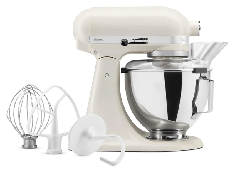KitchenAid 4.3L Tilt-Head Stand Mixer 5KSM95PSBPL, Stainless Steel Bowl, Pouring Shield, Whisk, Beater and Dough Hook, Full Metal Construction, 10 Speeds, Professional Food Mixer,