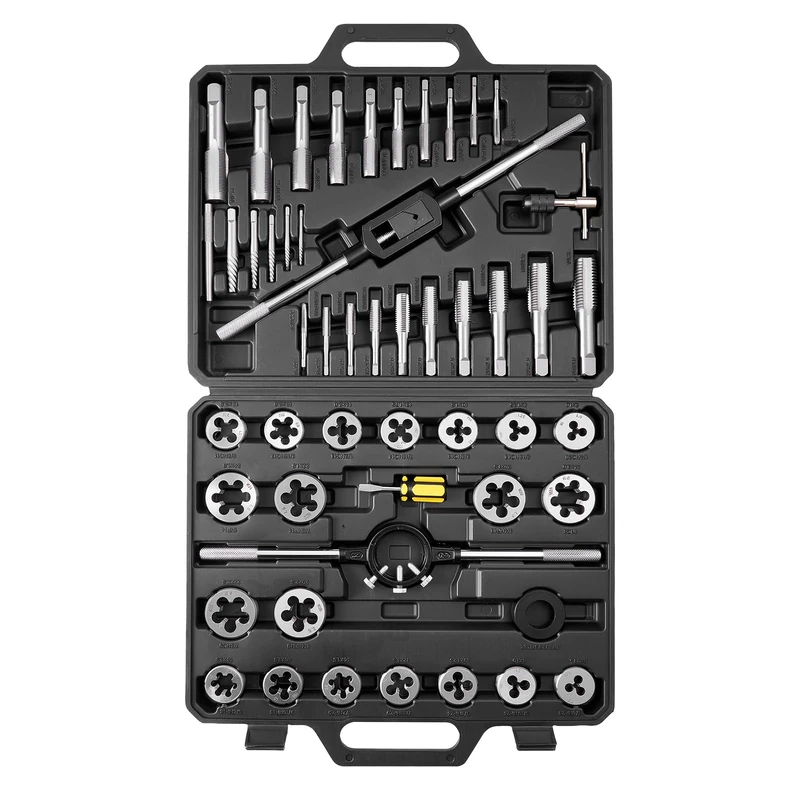 VEVOR Tap and Die Set, 51-Piece SAE Sizes 1/4" to 1", with Coarse and Fine