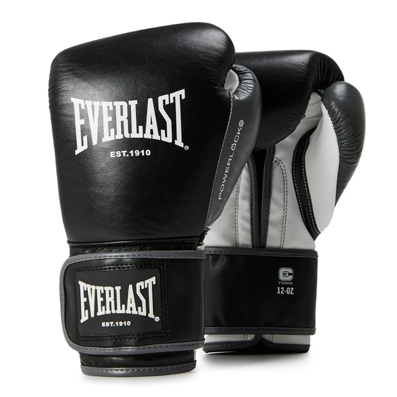 Everlast Powerlock OG Advanced 12oz Boxing Gloves, Black/White Boxing Gloves for Bags, Mitt Work & Sparring, Hook & Loop System, EverDri, C3 Foam Technology, Ergonomic Grip - Authentic Everlast Gear - Image 1