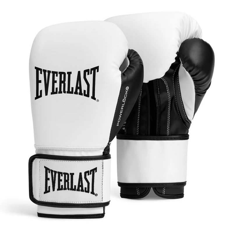 Everlast Powerlock OG 14oz Boxing Gloves, White/Black Boxing Gloves for Bags, Mitt Work & Sparring, Hook & Loop System, Advanced Foam Technology, Ergonomic Grip - Authentic Everlast Gear