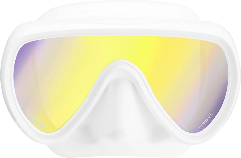 Cressi since 1946 - Honey Compact Adult Mask Female Specific with Soft Silicone fit and Ultra Clear Lens for Bright, Wide Visibility - White/White 420 Uv Yellow/Blue - One Size