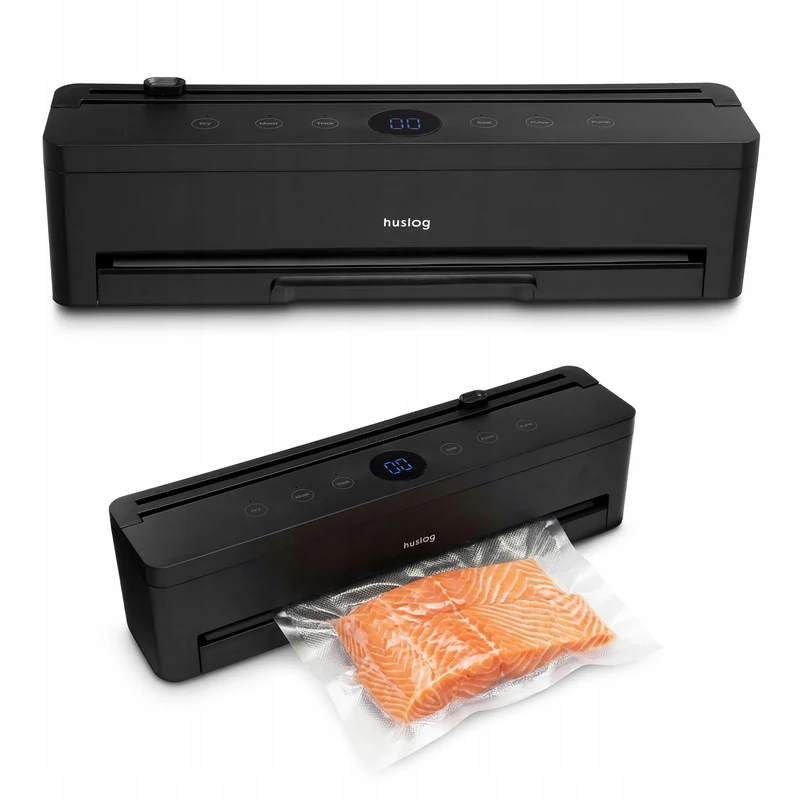 huslog 110W Automatic Vacuum Sealer with 32cm Double Welding Film Cutter and Roll Compartment for Bags and Containers, Dry/Moist/Pulse, LED Display, Vacuum Function and