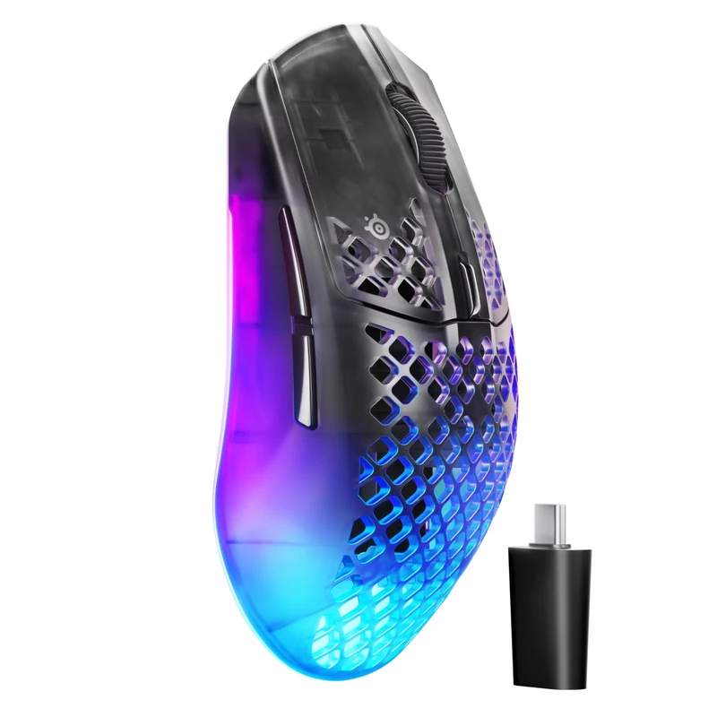 SteelSeries Aerox 3 Wireless Gen 2 - Super-Light 68g Gaming Mouse - 4K Polling - 26K DPI Optical Sensor - 200 Hour Battery - IP54 Water Resistant - 80m Click Durability - RGB - Shadow