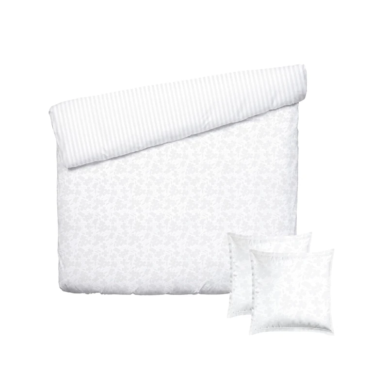 Pure Cotton Oeko-TEX 3-Piece Double Bed Linen Set - Duvet Cover 240 x 220 cm and 2 Pillowcases 63 x 63 cm - 100% Jacquard Woven Cotton Satin, 120 Threads/cm² - Oeko-TEX - White