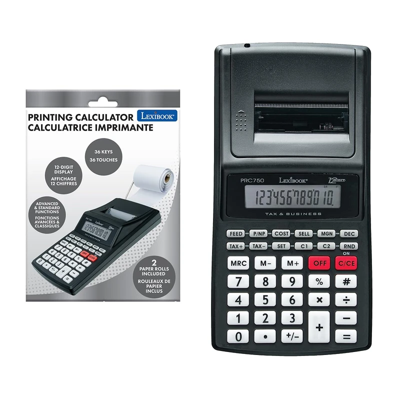 LEXIBOOK, Printing Calculator, 12-digit Display, PRC750LXB