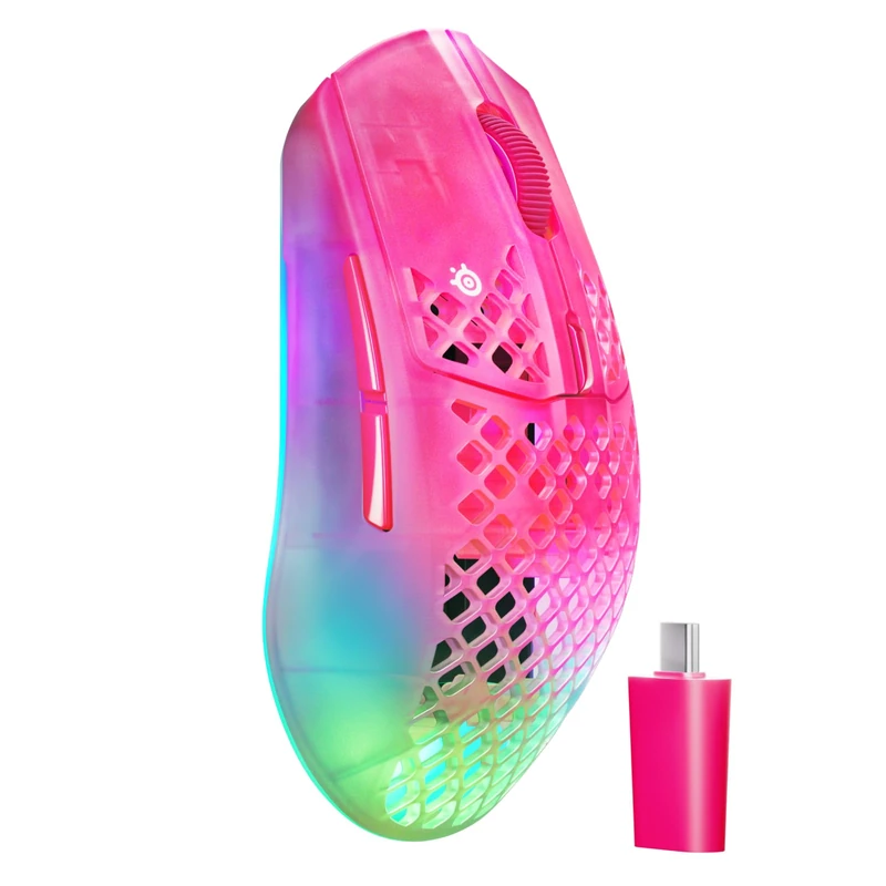 SteelSeries Aerox 3 Wireless Gen 2 - Super-Light 68g Gaming Mouse - 4K Polling - 26K DPI Optical Sensor - 200 Hour Battery - IP54 Water Resistant - 80m Click Durability - RGB - Magenta