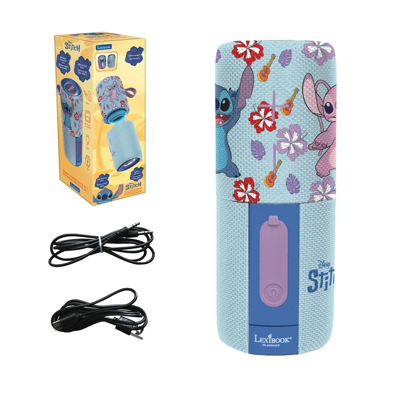 LEXIBOOK, Stitch, 2 in 1 Bluetooth Speaker Portable, Blue, BTPDUO2DLXB