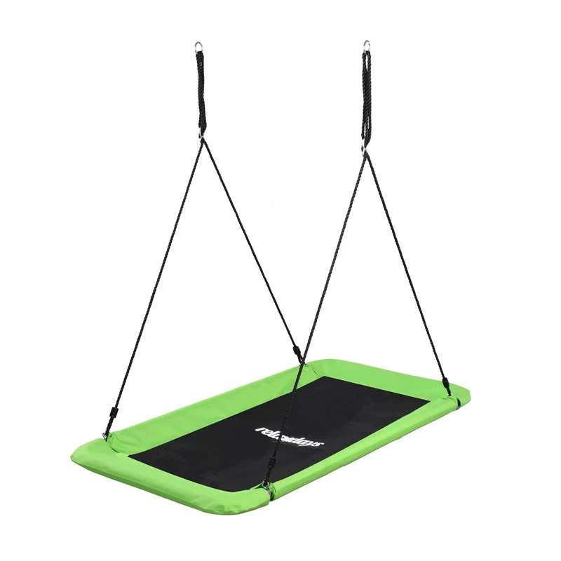 Relaxdays Square Nest Swing for Kids & Adults, 150 kg, Multi-Child Outdoor Swing, 150x80x165 cm, Green