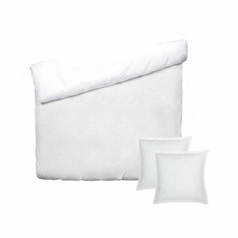 Pure Cotton 3-Piece Double Bedding Set – Jacquard Printed Duvet Cover 240 x 220 cm and 2 Pillowcases 63 x 63 cm – 100% Cotton Satin, 80 Thread Count – Oeko-TEX Certified – Royal Sonata – White