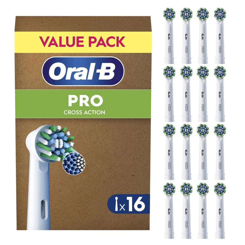 Oral-B Pro Cross Action Toothbrush Heads, Pack of 16 Counts, Suitable for Mailbox - Image 1