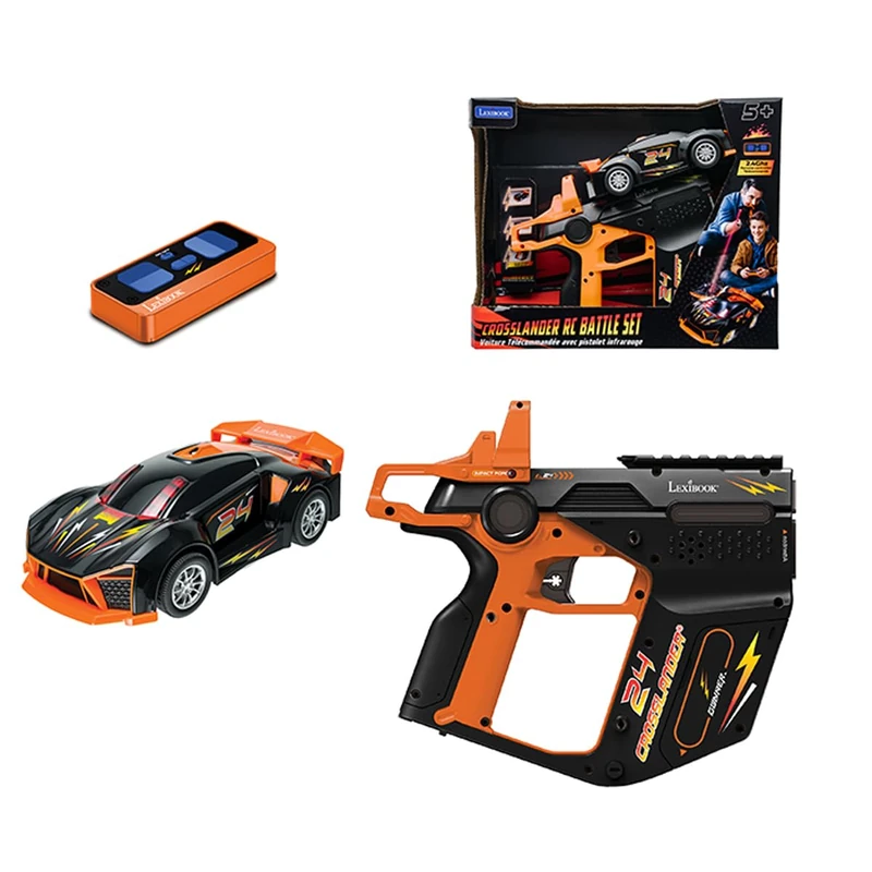 LEXIBOOK, CROSSLANDER, RC Car Infrared Battle Set, Remote Controlled Car, Action Racing Game, Interactive Battle Play, Orange & Black, RCJG1LXB