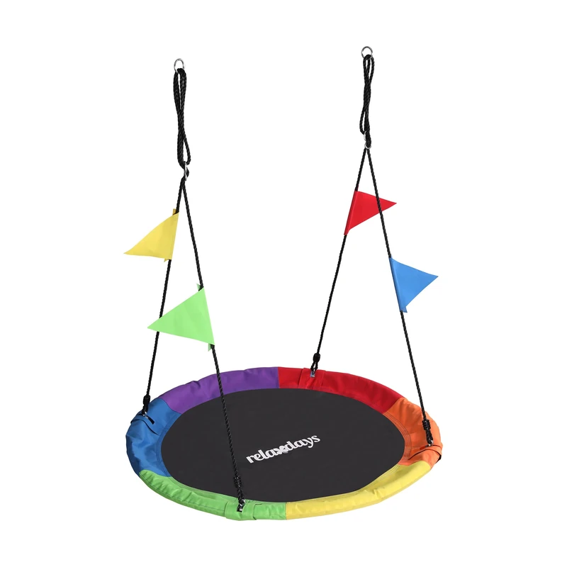 Relaxdays Outdoor Nest Swing for Children, Adjustable, Bunting, 120cm Diameter, Up to 100kg, Colorful