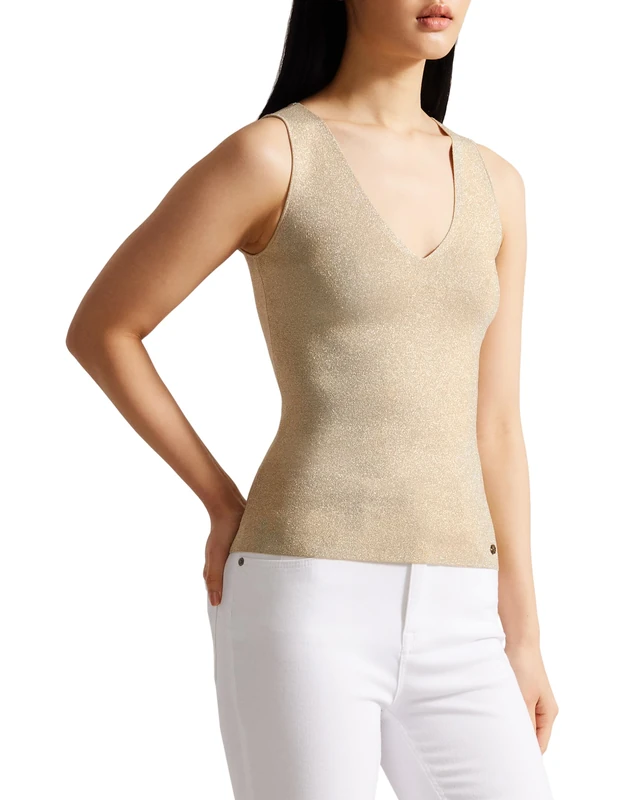 Ted Baker London sharlee-Knitted Fitted Vest, Gold - Image 1