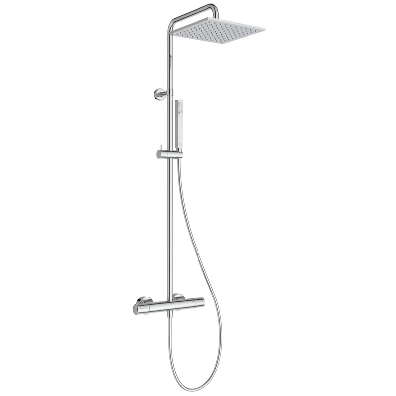 Ideal Standard Ceratherm T25 M Outdoor Bath/Shower System, Water-Saving Shower Head (12L/min) with Anti-Scald Protection and Thermostat Function - Chrome (315x505x1117mm)