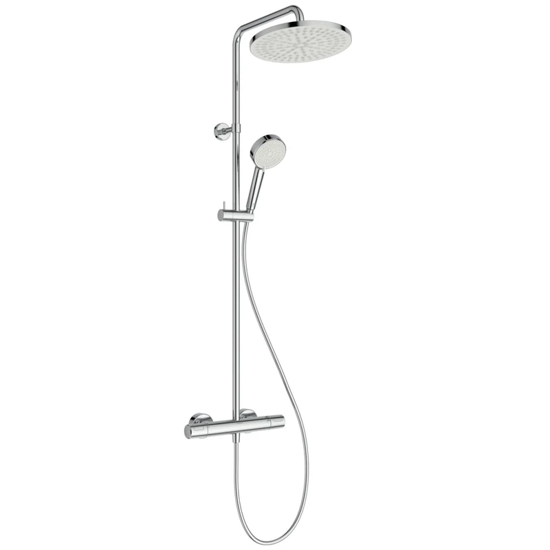 Ideal Standard Ceratherm T25N Outdoor Bathtub/Shower System, Round Shower Head, Water Saving Shower with Variable Jet (8L/min), Anti-Scald Protection - Chrome (315x510x1117mm)