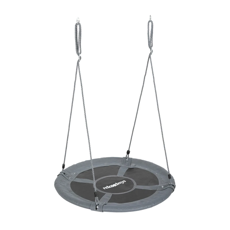 Relaxdays XL Hanging Nest Swing for Kids & Adults, Adjustable, Outdoor, 300kg, Ø 100cm, Grey, 150x100x100cm