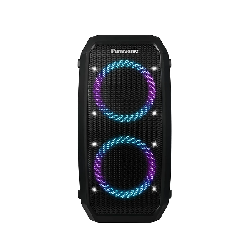 Panasonic SC-BMAX30 Portable Party Speaker with Bluetooth, Built-in Lights, Bass Reflex Port, 320W, USB, IPX4, Guitar & Mic Inputs for Karaoke, Black