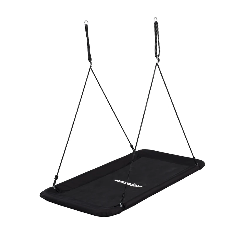 Relaxdays Rectangular Outdoor Nest Swing for Children & Adults, 150x80 cm, Black, Supports 150 kg