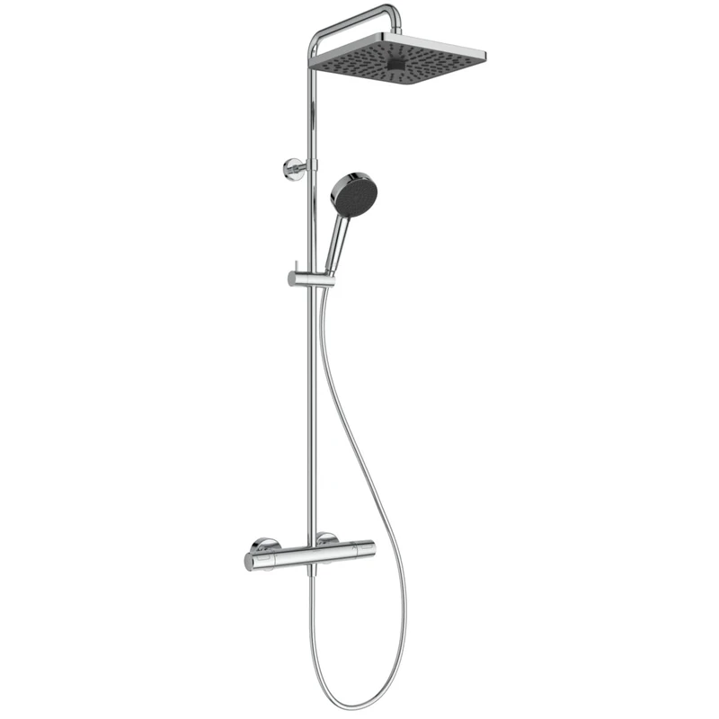 Ideal Standard Ceratherm T25+ Outdoor Bathtub/Shower System, Water-Saving Shower Head (12L/min), Variable Jet, Anti-Scald Protection - Chrome (315x510x1117mm)