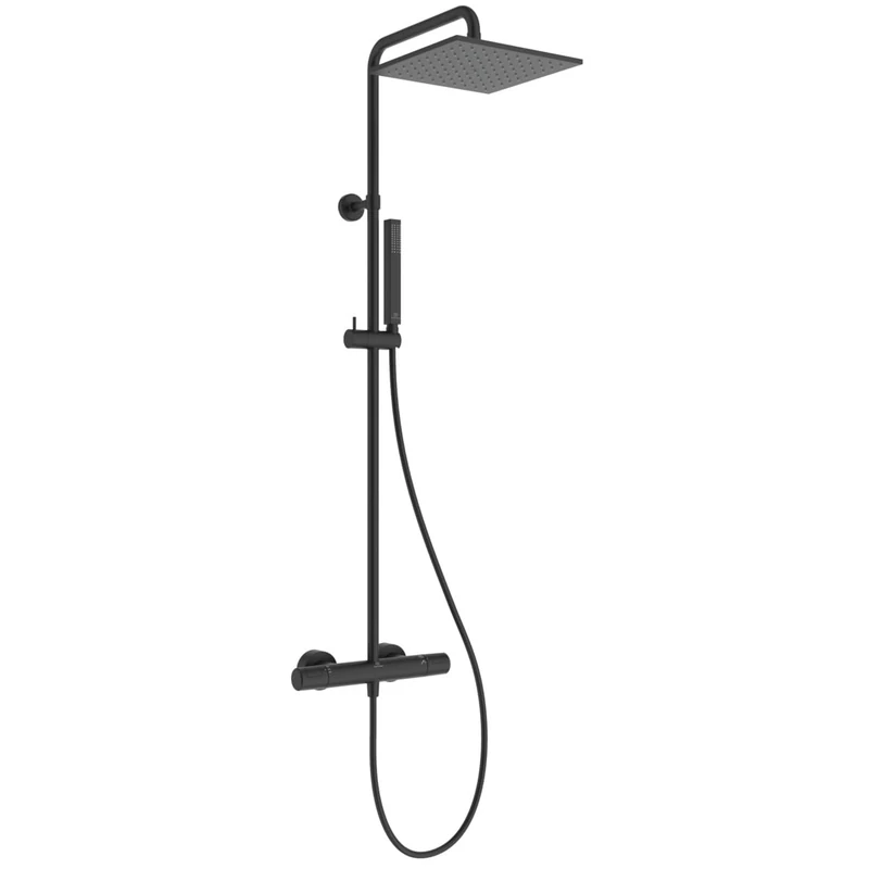 Ideal Standard Ceratherm T25M Outdoor Bath/Shower System, Water-Saving Shower Head with Anti-Scald Protection and Thermostat Function - Matt Black (315x505x1117mm)