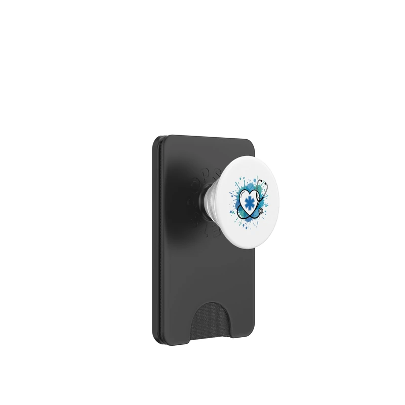 Emergency Medical Star Of Life Heart Stethoscope PopSockets PopWallet for MagSafe - Image 1