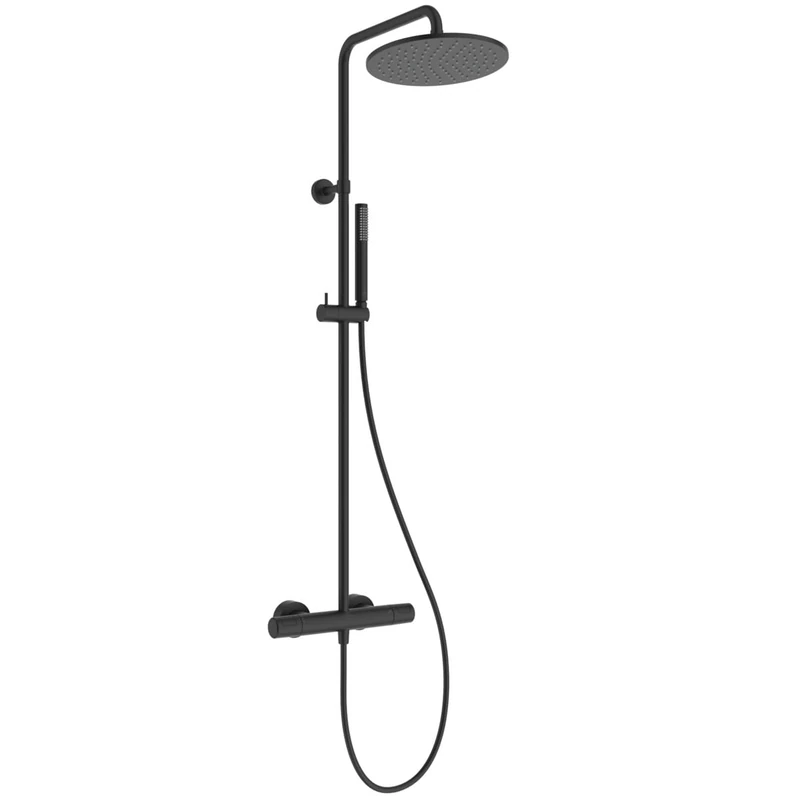 Ideal Standard Ceratherm T25 Outdoor Bath/Shower System, Water-Saving Shower Head with Anti-Scald Protection and Thermostat Function - Matt Black (315x505x1117mm)