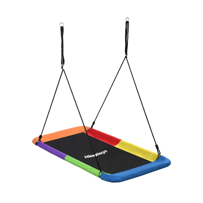 Relaxdays Square Nest Swing for Children & Adults, 150 kg, Outdoor Multicolored Swing, 150x80 cm