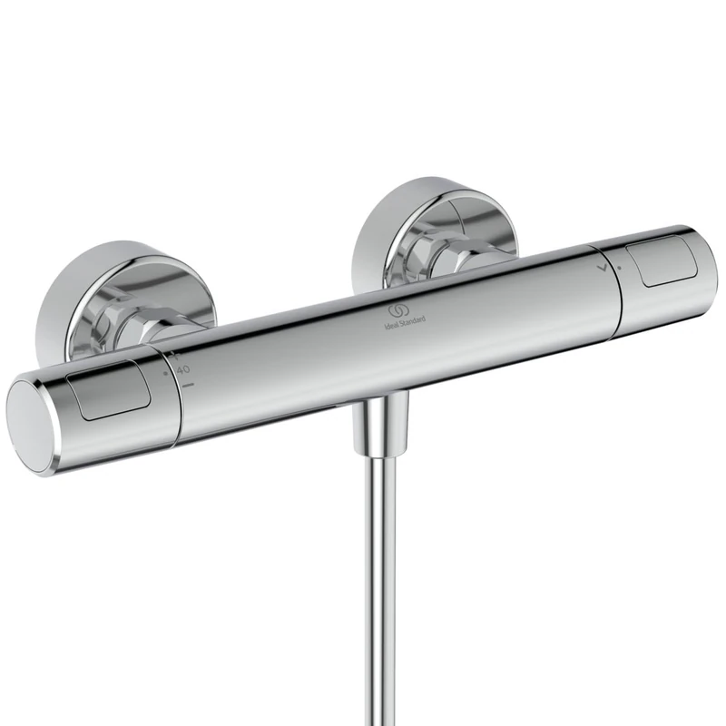 Ideal Standard Ceratherm T25 N Water and Energy Saving External Shower Mixer with Anti-Scald Protection (CoolBody) and Thermostat Function - Chrome (315x102x70mm)