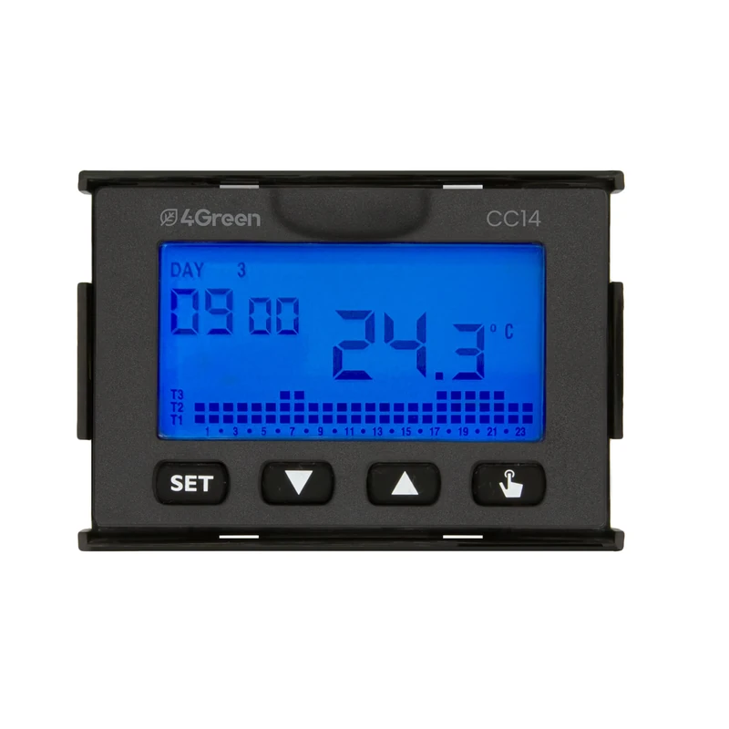 4GREEN CT 14B – Built-in Chronothermostat 503 (3 Modules), Weekly Programming, Digital Thermostat with Battery, White and Anthracite Grey Frontals