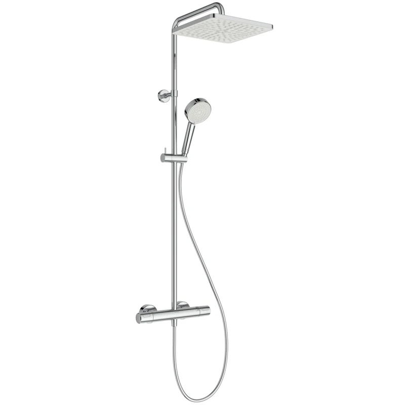 Ideal Standard Ceratherm T25N Outdoor Bathtub/Shower System, Square Shower Head, Water Saving Shower with Variable Jet (12L/min), Anti-Scald Protection - Chrome (315x510x1117mm)