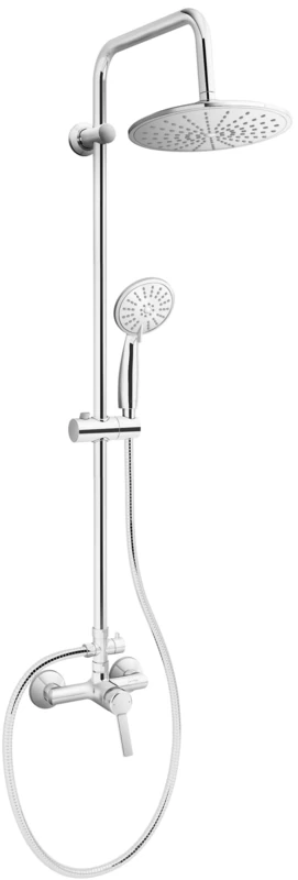 Jacob Delafon - Mechanical EO Shower Column - Round Head 22.5 cm - Hand Shower with 3 Spray Types 10.5 cm - Easy Installation - Water Saving - Chrome Finish - E39196-4-CP