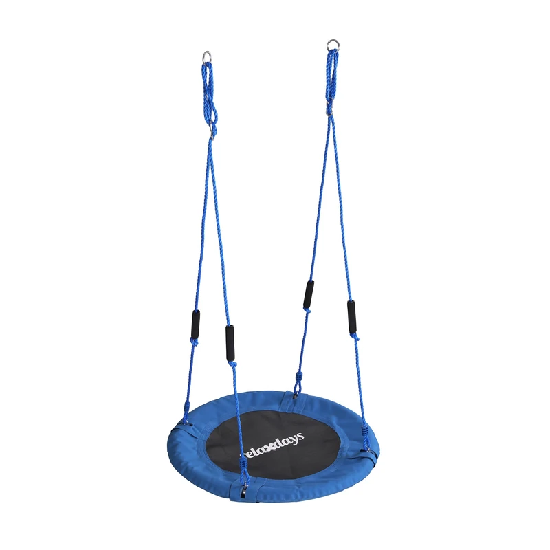 Relaxdays Round Outdoor Nest Swing with Foam Handles, Adjustable, Blue, Ø 80 cm, Max 100 kg