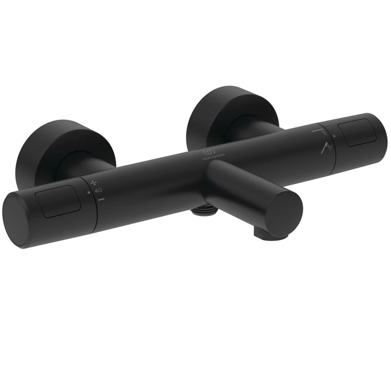 Ideal Standard Ceratherm T25 Water and Energy Saving Bathtub/Shower Mixer with Anti-Scald Protection (CoolBody) and Thermostat Function - Matt Black (315x181x70mm)
