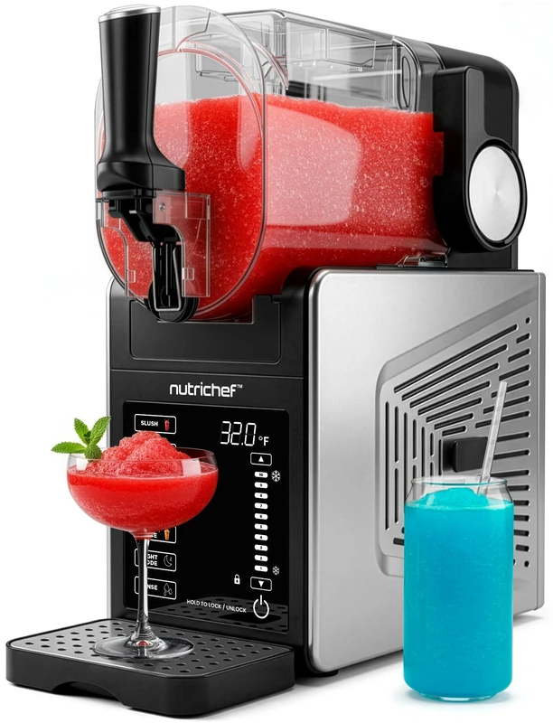 NutriChef Slush Machine 2L No Ice Frozen Drink Maker – Slushie Maker for Cocktails Milkshakes Frappe Ready in as Little as 15 Minutes Preset Modes Quiet Easy Clean