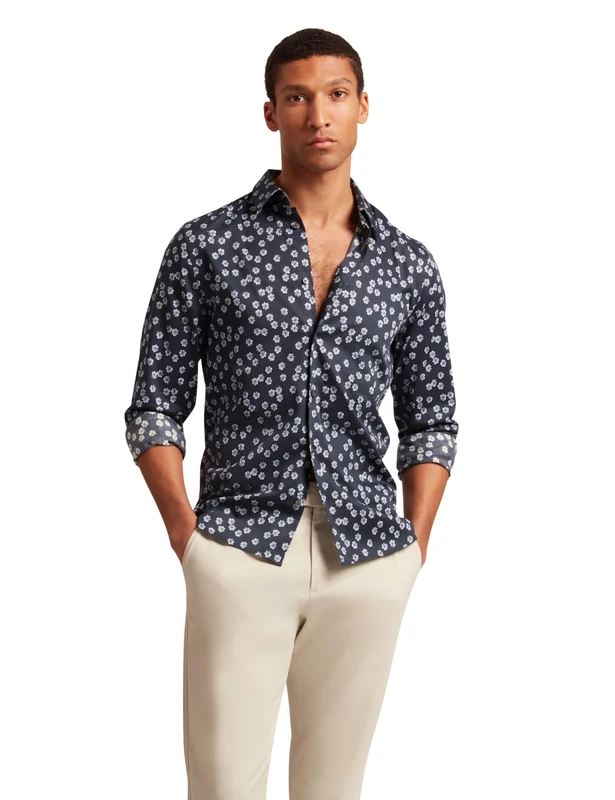 Ted Baker London Nicko-Slim Ditsy Floral Shirt, Navy