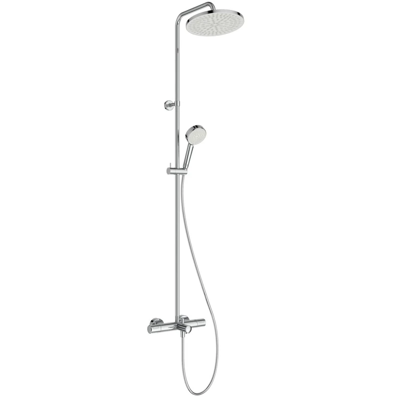 Ideal Standard Ceratherm T25 Exposed Bath & Shower System, Water-Saving Shower Head with Variable Spray Patterns, Scald Protection and Thermostat Function – Chrome (517.5x1498 mm)
