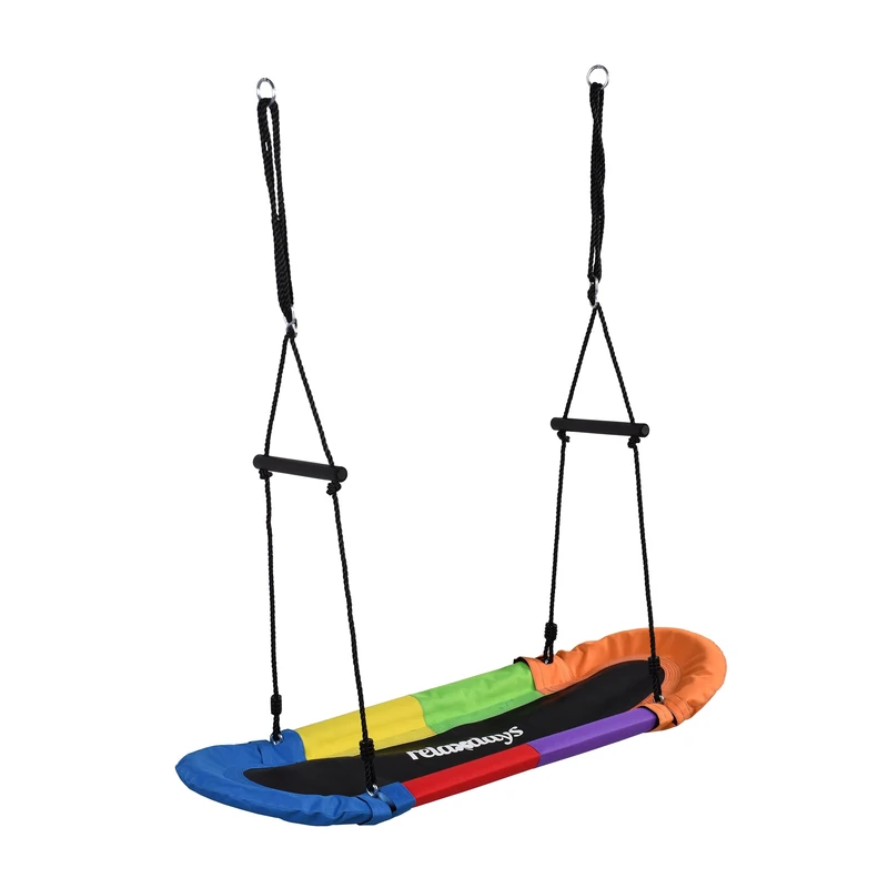 Relaxdays Oval Nest Swing for Children & Adults, 150kg, Multi-Person with Handles, 165x123x45cm, Colourful