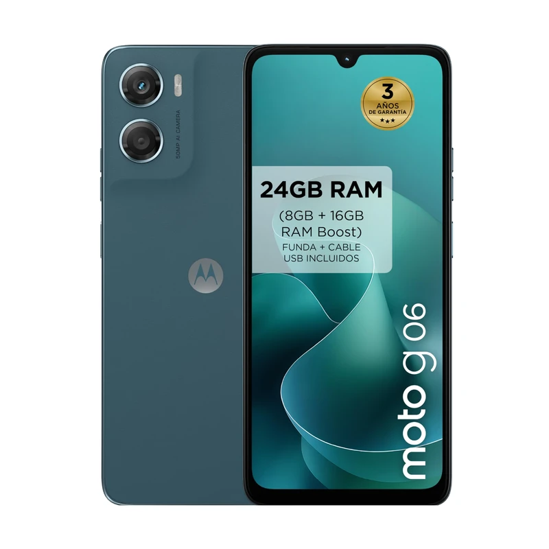 Moto G06 24GB (8GB+16GB RAM Boost)/256GB Color PANTONE TAPESTRY, Large Screen 6.88" with Dolby Atmos Sound, 50MP AI Camera System, IP64 Water Protection, 5100mAh Battery