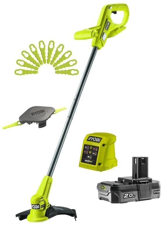 RYOBI 18 V ONE+ Cordless Grass Trimmer RY18LT23A-120P, Cutting Width 23 cm with Plastic Impact Blade, Includes 1 x 18 V 2.0 Ah Lithium + Battery and Charger