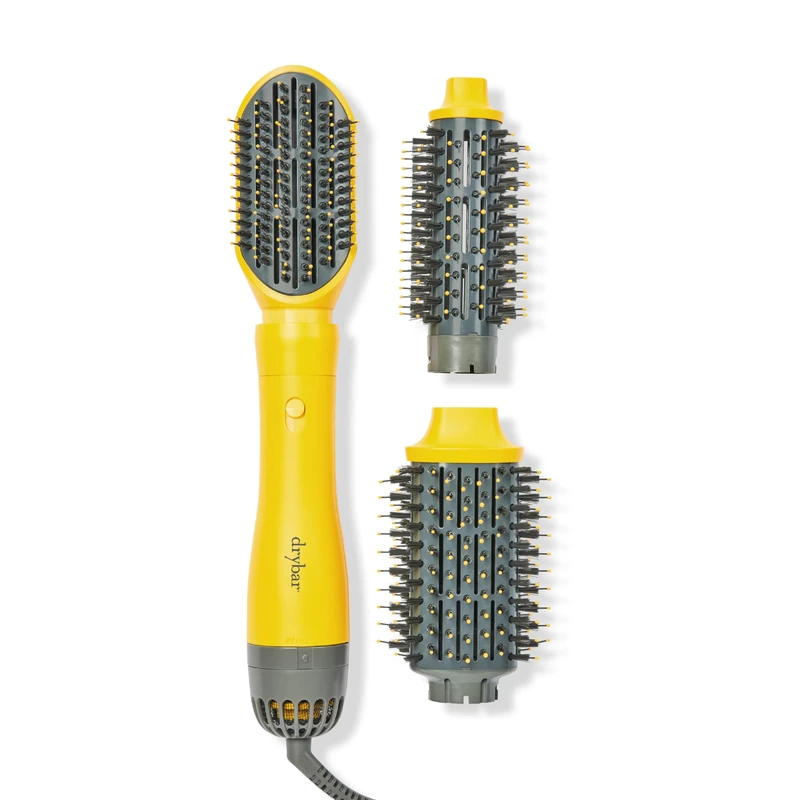 Drybar Triple Shot Blow-Dryer Brush | Ultimate Versatility with 3 Attachments for Curly, Wavy and Sleek with Ionic Technology | Unlock Salon Level Blow-Dries at Home