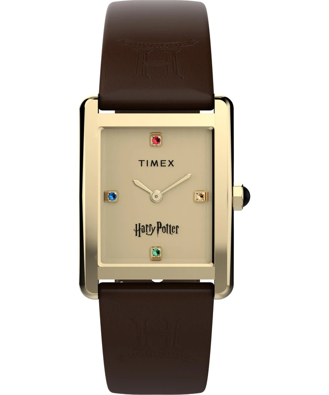 Timex Women's Harry Potter Hailey Hogwarts 24 mm Quartz Watch - Brown Leather Strap with Cream Dial and Gold-Tone Case TW2Y75700