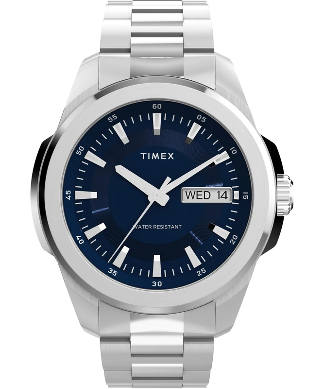 Timex Men's Essex Day and Date 45 mm Quartz Watch - Stainless Steel Bracelet with Blue Dial TW2Y21100