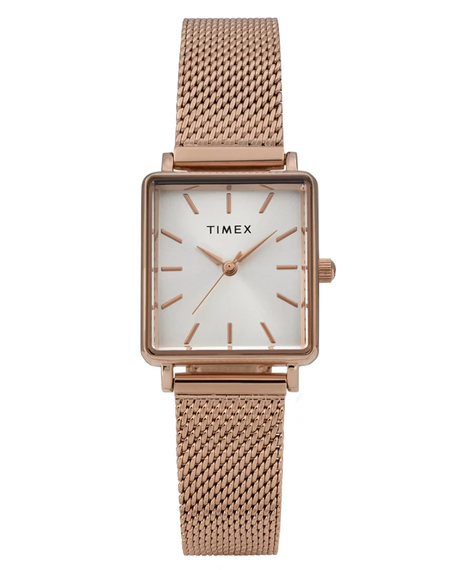 Timex Women's Transcend 22 mm Quartz Watch - Rose Gold-Tone Stainless Steel Mesh Bracelet with Silver-Tone Dial TW2Y26200
