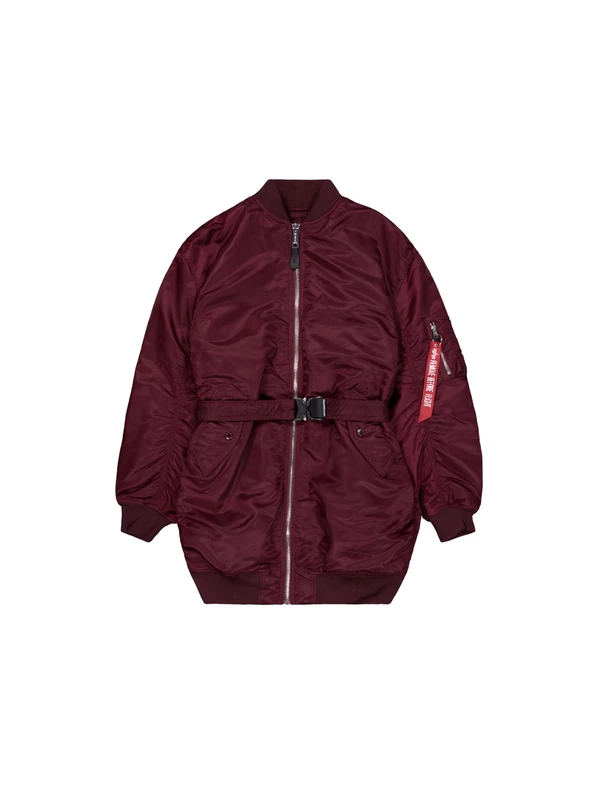 Alpha Industries Women's MA-1 Long Bomber Jacket, Dark Cherry, L