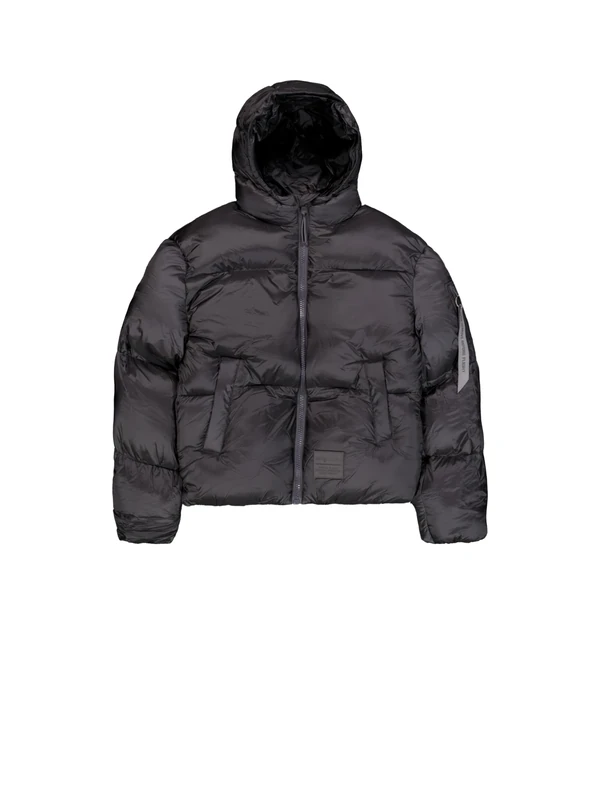 Alpha Industries Women's Cloud Puffer Bomber Jacket, Vintage Grey, L