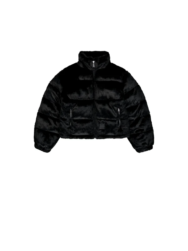 Alpha Industries Women's Fur Puffer Jacket, Black, L