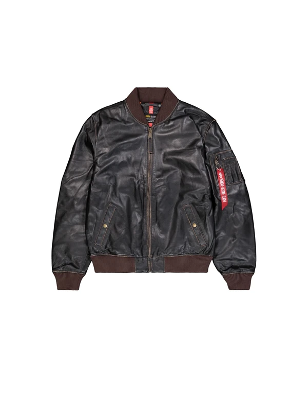 Alpha Industries Men's MA-1 Leather LF Jacket, Vintage Brown, S