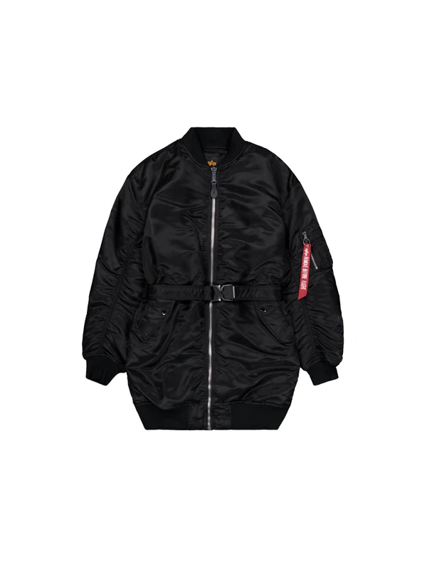 Alpha Industries Women's MA-1 Long Bomber Jacket, Black, L